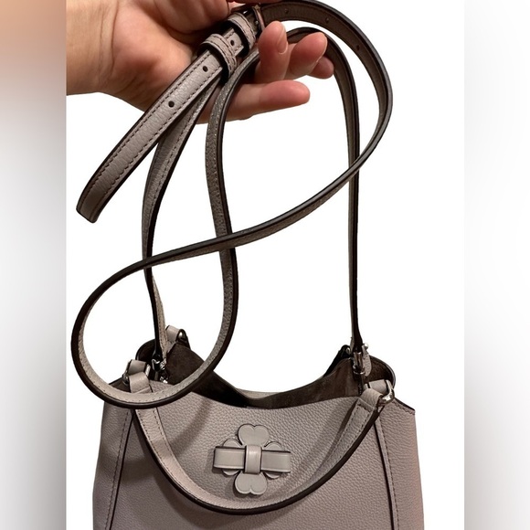 - NWT Kate Spade Soft Taupe Grey Pebbled Leather Triple Compartment Talia Satcel - Picture 13 of 13